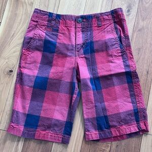 Cherokee Shorts Red Plaid Flat Front Chino Adjustable Waist size 14
